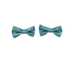 Set of 2 Glitter Bow Hair Clip - Blue